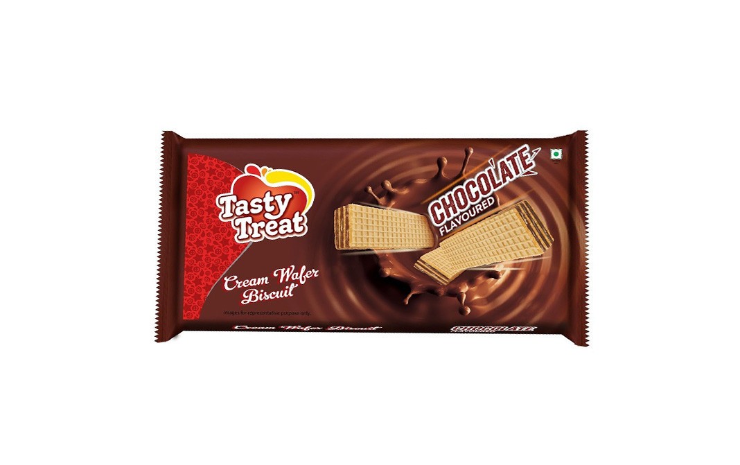 Tasty Treat Cream Wafer Biscuit Chocolate Flavoured   Pack  75 grams